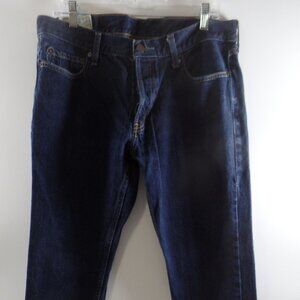 Hollister Jeans Mens 34x32 Classic Straight Button Fly Dark Blue Denim
